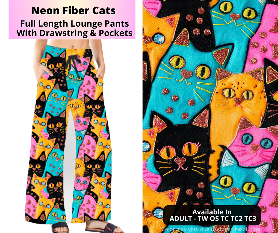 Preorder! Closes 4/2. ETA July. Neon Fiber Cats Full Length Lounge Pants