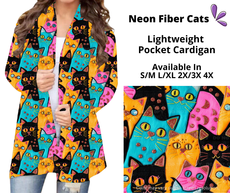 Preorder! Closes 3/5. ETA June. Neon Fiber Cats Pocket Cardigan