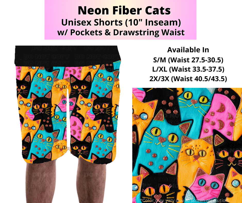 Preorder! Closes 4/2. ETA July. Neon Fiber Cats Unisex Shorts