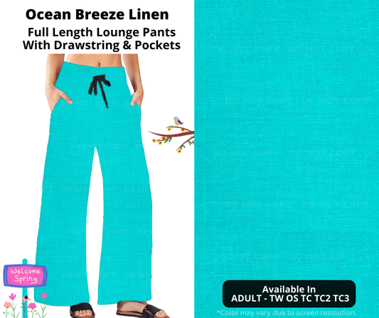 Preorder! Closes 1/8. ETA April. Ocean Breeze Linen Full Length Lounge Pants