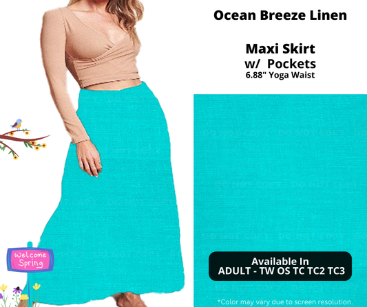 Preorder! Closes 1/15. ETA April. Ocean Breeze Linen Maxi Skirt