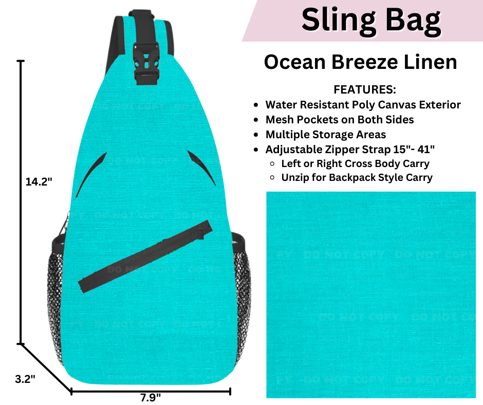 Preorder! Closes 3/12. ETA June. Ocean Breeze Linen Sling Bag