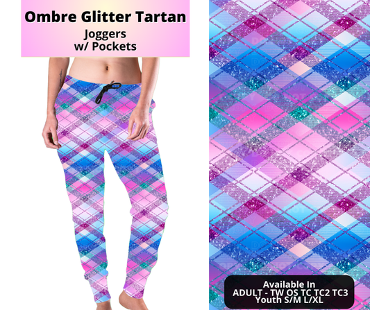 Preorder! Closes 4/2. ETA July. Ombre Glitter Tartan Joggers