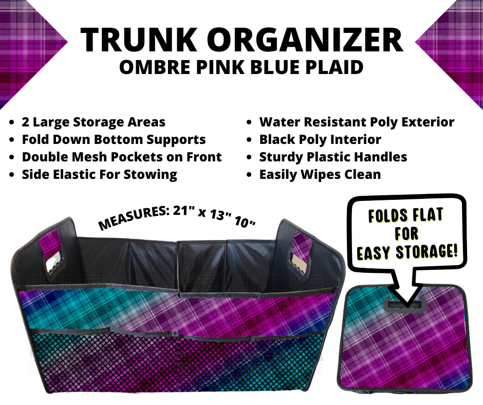 Preorder! Closes 3/10. ETA June. Ombre Pink Blue Plaid Trunk Organizer