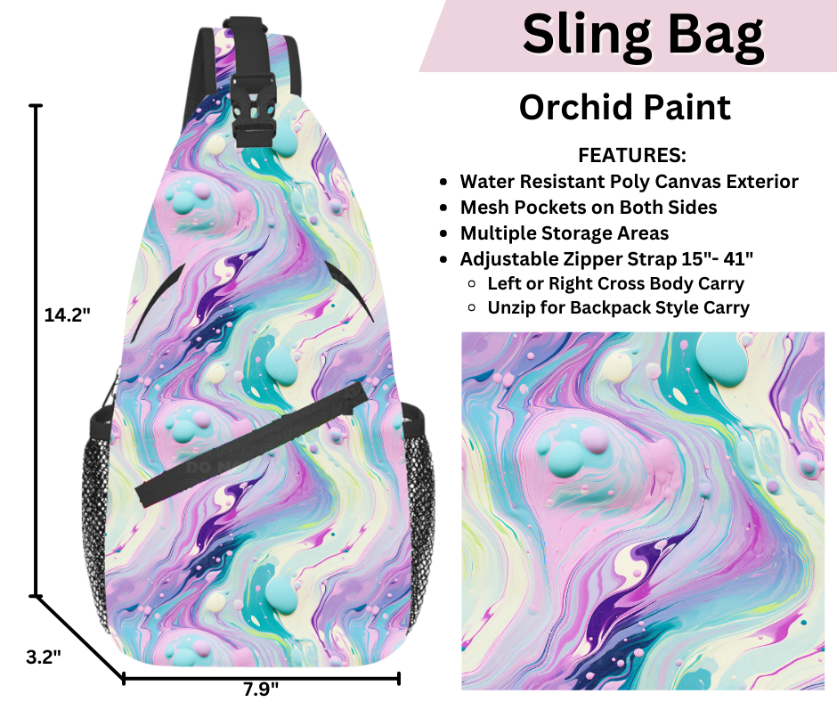 Preorder! Closes 3/12. ETA June. Orchid Paint Sling Bag