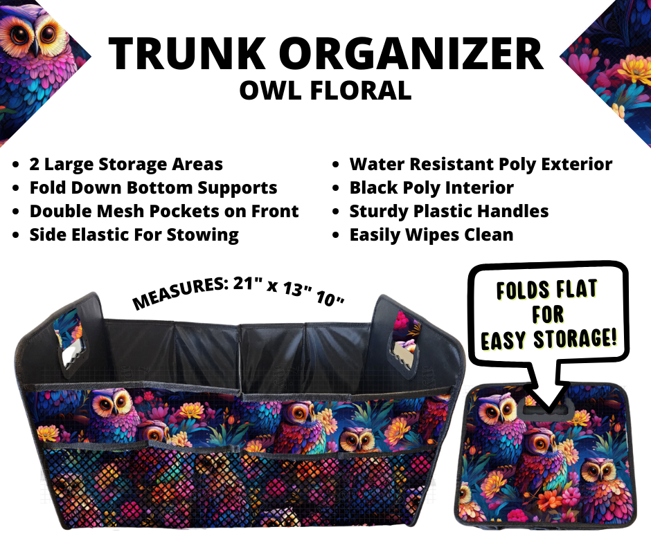 Preorder! Closes 3/10. ETA June. Owl Floral Trunk Organizer