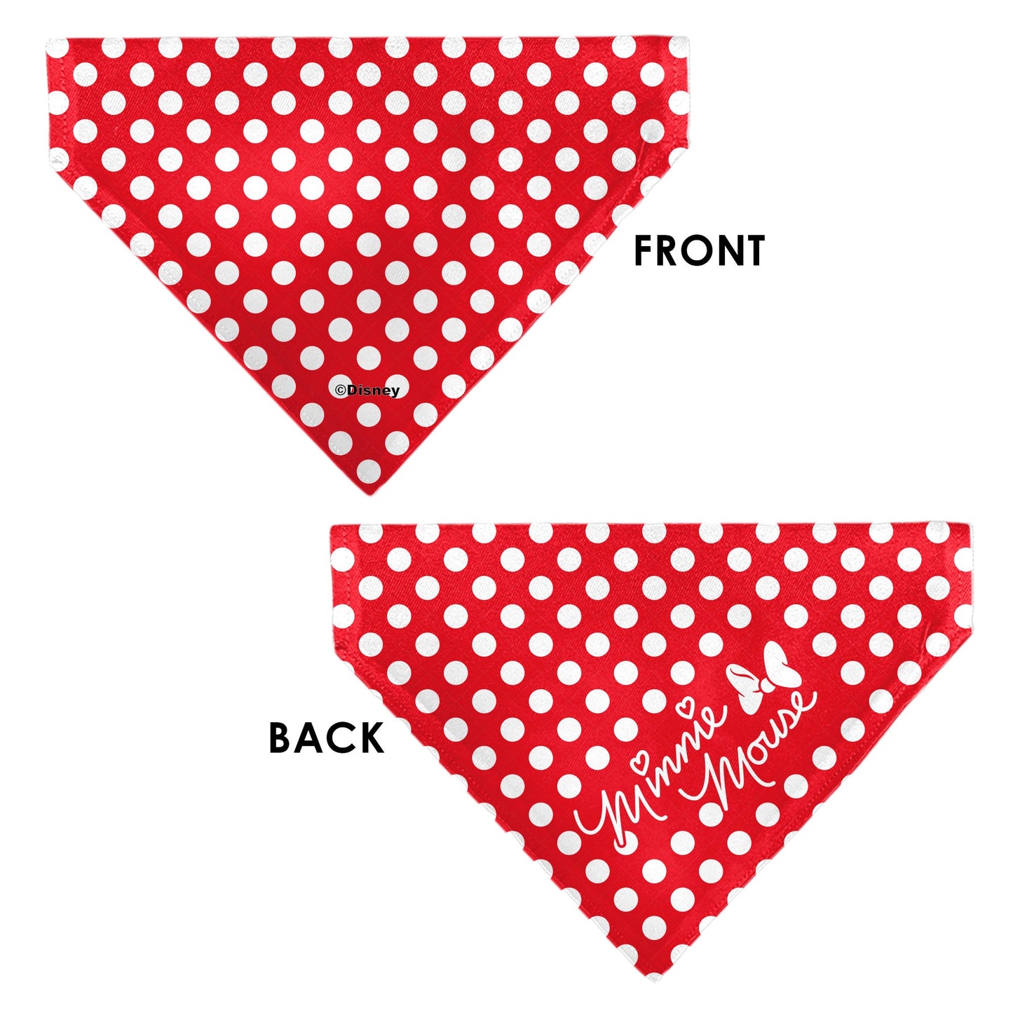 Pet Bandana - MINNIE MOUSE Autograph Script Polka Dot Red/White