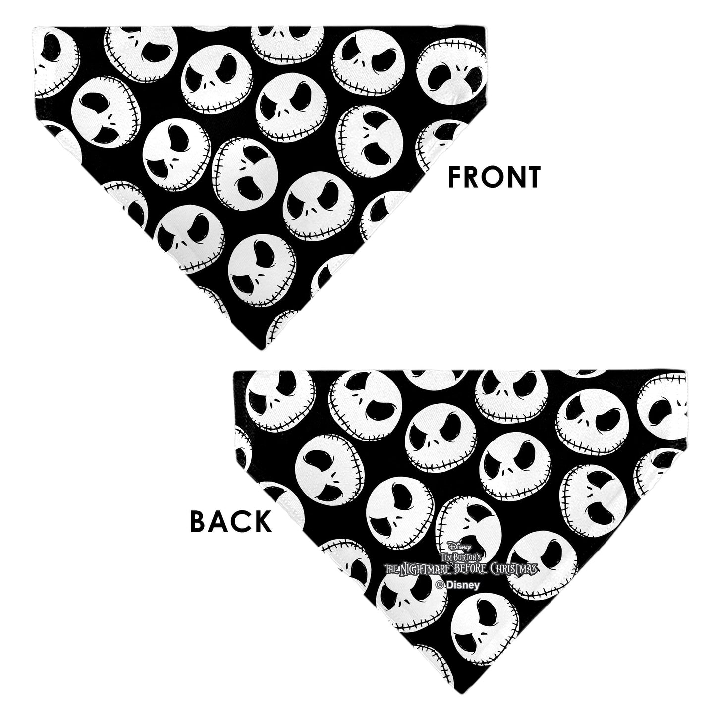 Pet Bandana - The Nightmare Before Christmas Jack Expressions Scattered Black/White