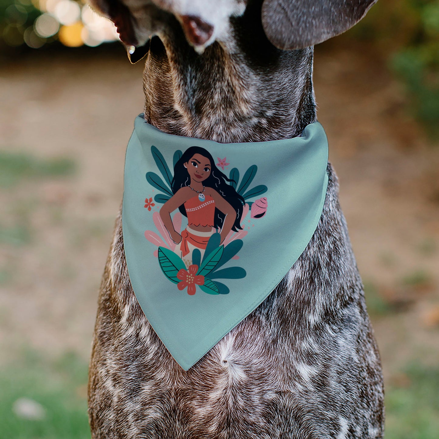 Pet Bandana - Moana Standing Pose and Plants Greens