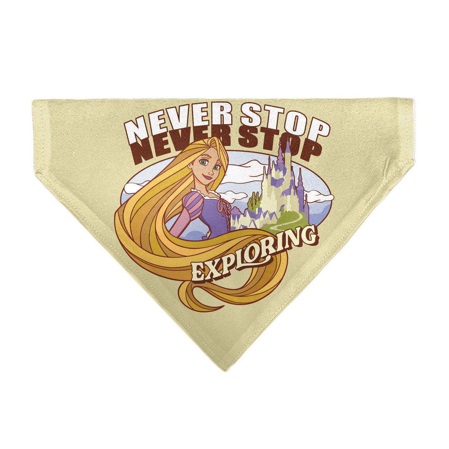 Pet Bandana - Rapunzel NEVER STOP EXPLORING Castle Pose Beige/Red/White