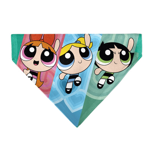 Pet Bandana - The Powerpuff Girls Flight Pose Pinks/Blues/Greens