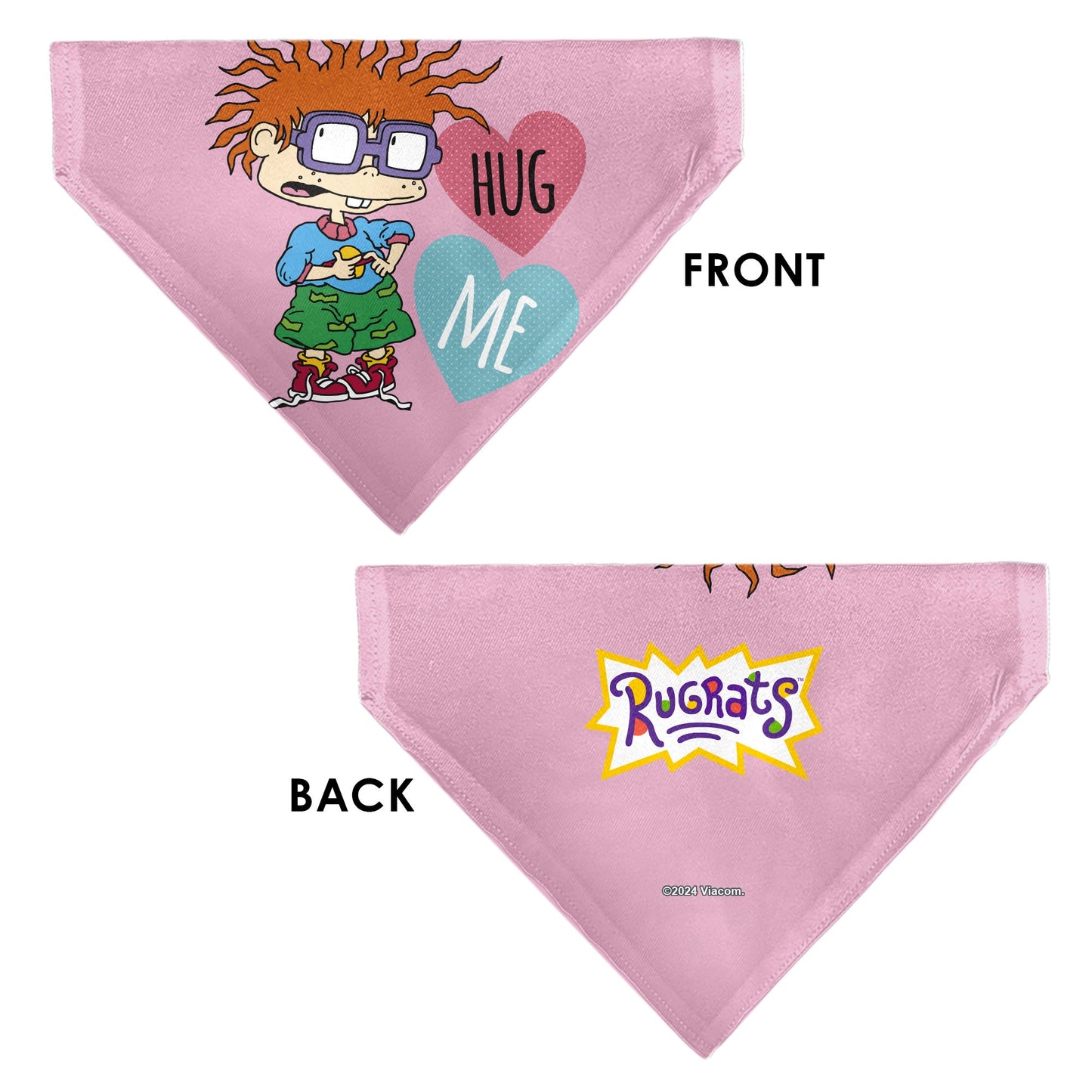 Pet Bandana - Rugrats Chuckie HUG ME Hearts Pose Pink