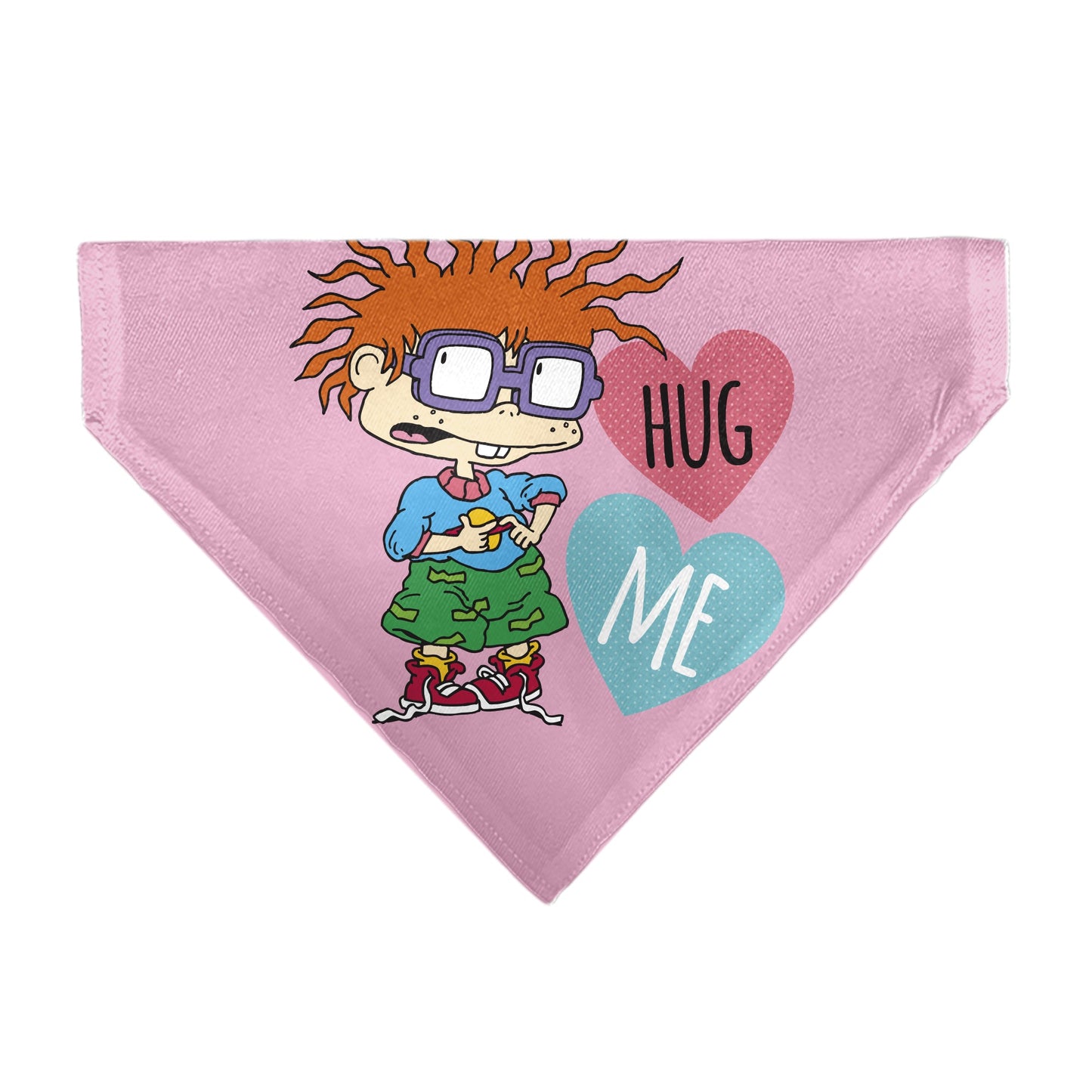 Pet Bandana - Rugrats Chuckie HUG ME Hearts Pose Pink