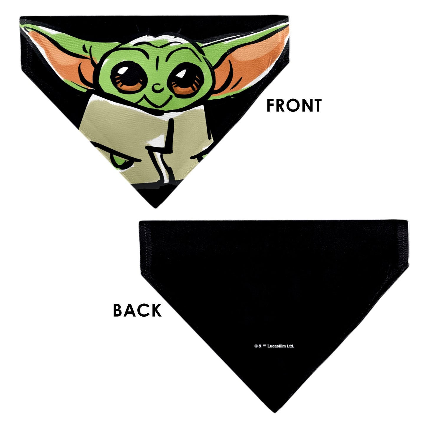 Pet Bandana - Star Wars Grogu Baby Yoda Smiling Impression Painting Black