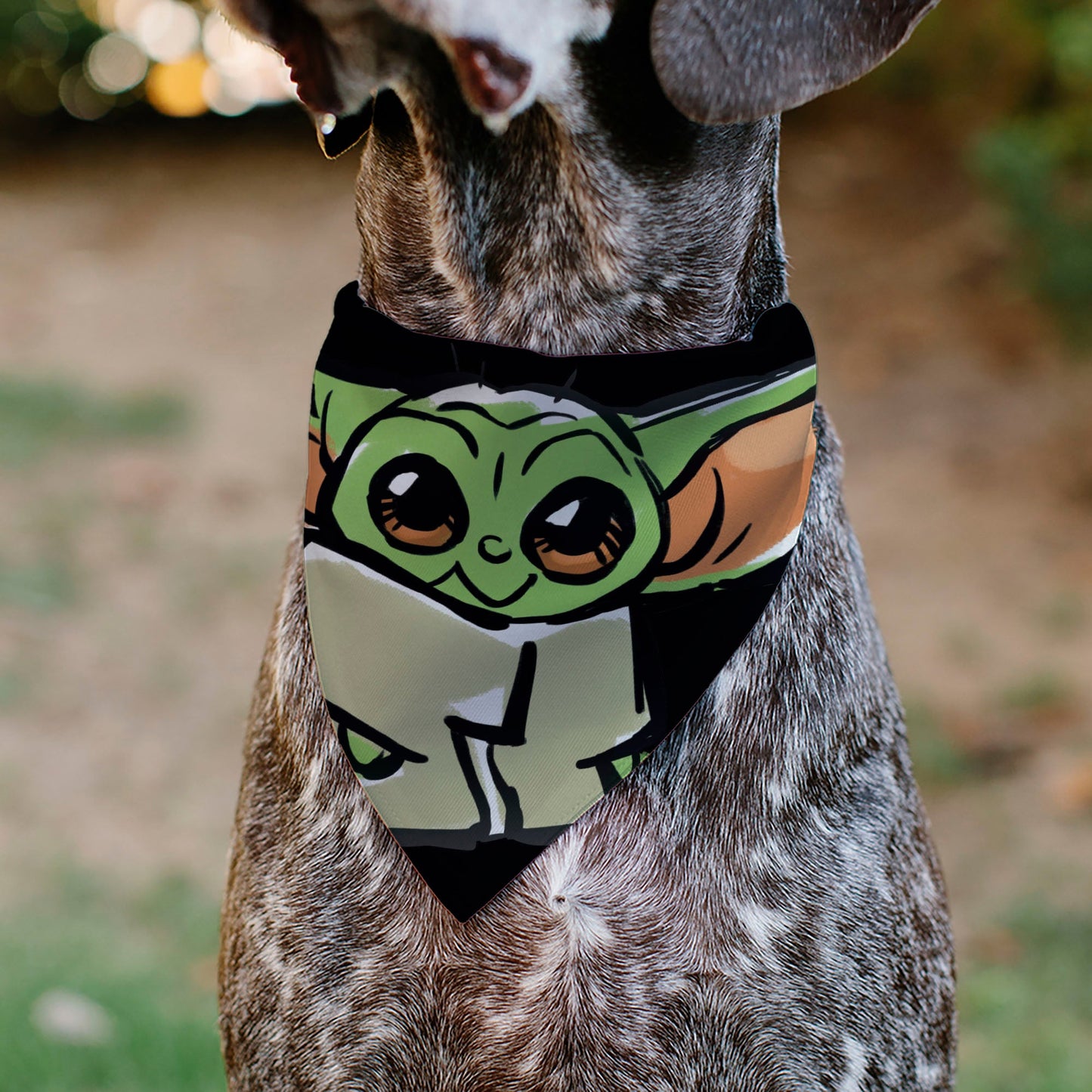 Pet Bandana - Star Wars Grogu Baby Yoda Smiling Impression Painting Black