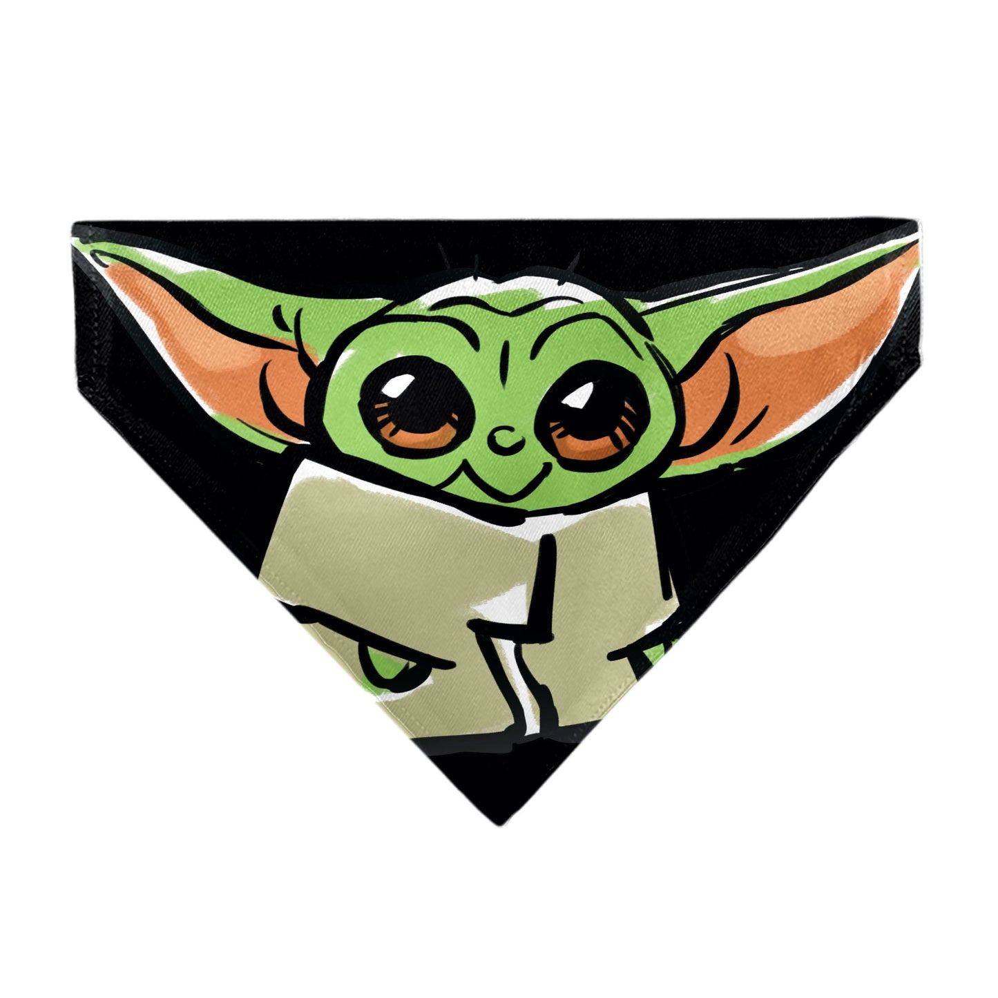 Pet Bandana - Star Wars Grogu Baby Yoda Smiling Impression Painting Black