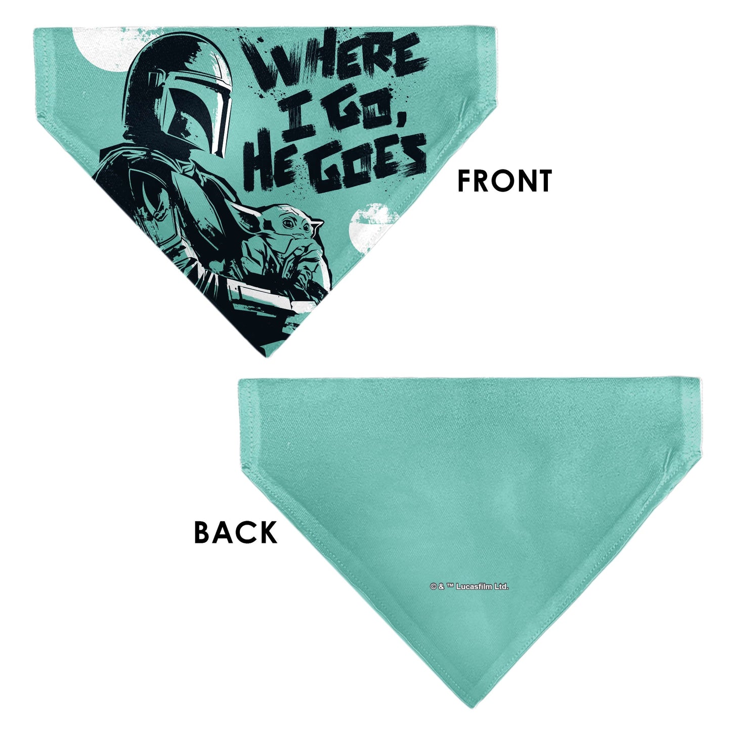 Pet Bandana - Star Wars The Madalorian and Grogu WHERE HE GOES I GO Pose Blue/Black