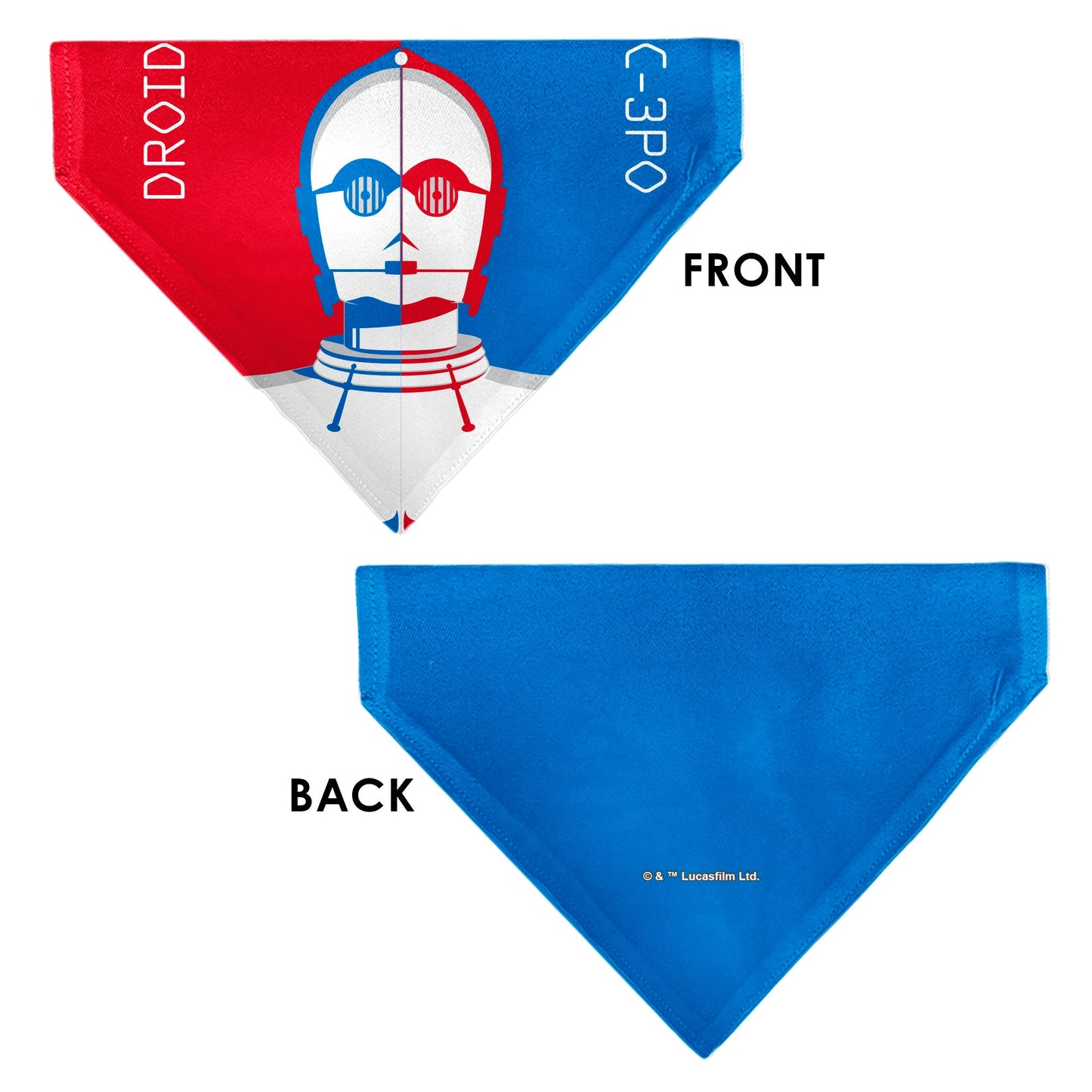 Pet Bandana - Star Wars DROID C-3PO Text and Pop Art Pose Red/Blue/White