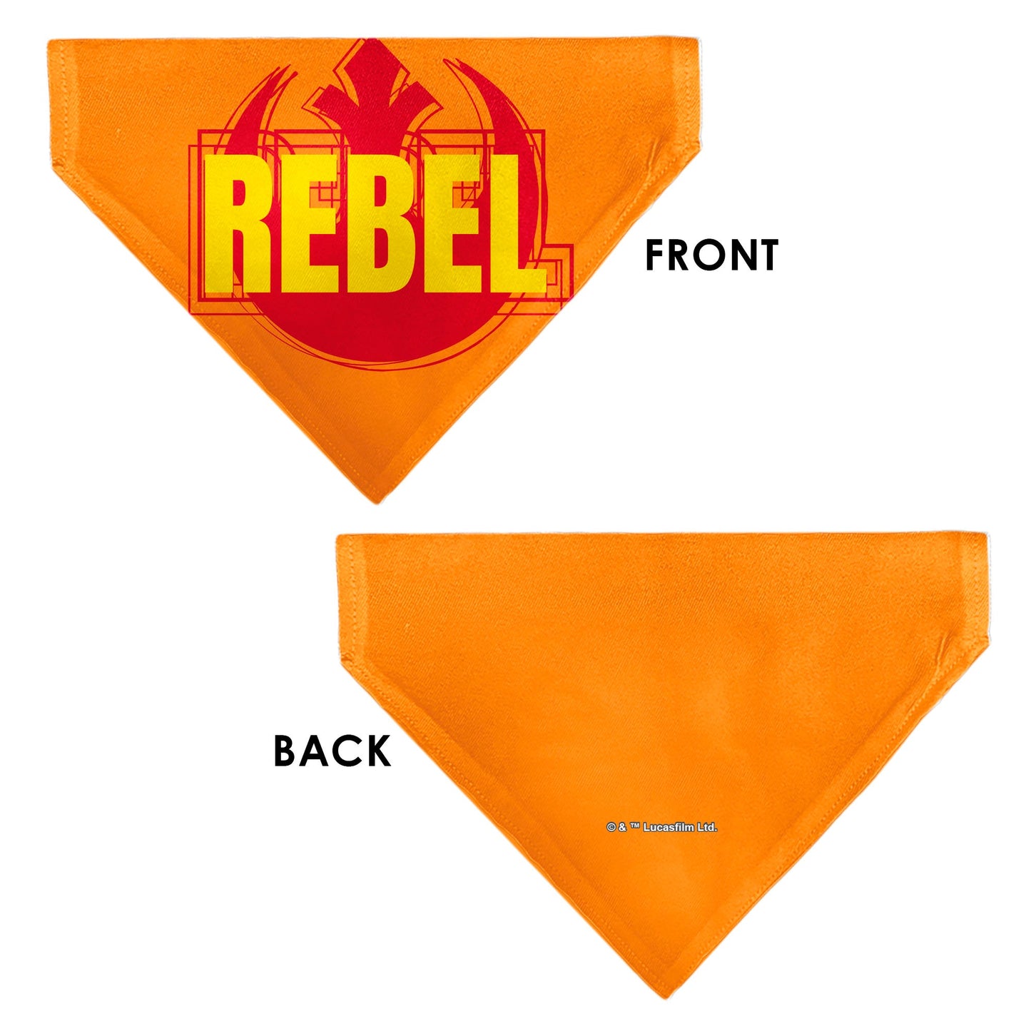 Pet Bandana - Star Wars REBEL Text and Rebel Alliance Insignia Orange/Red/Yellow