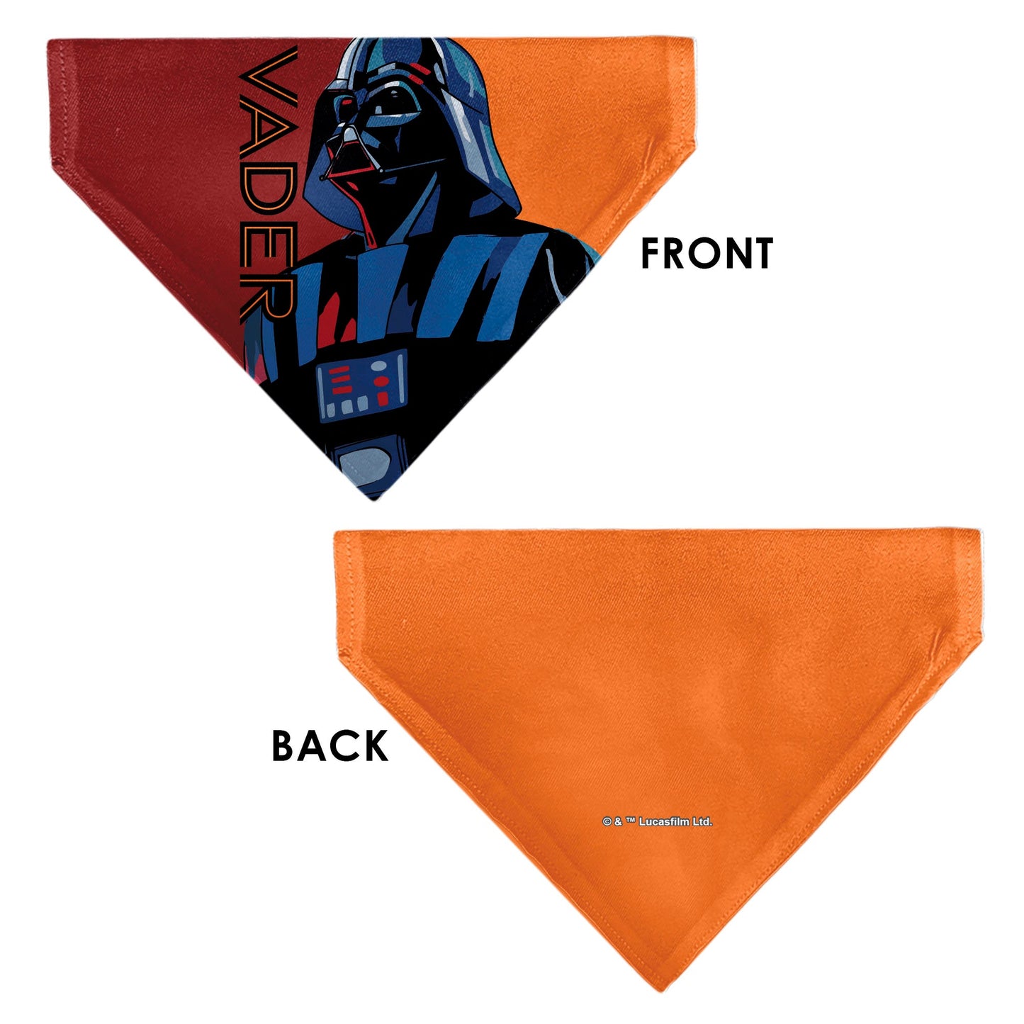 Pet Bandana - Star Wars VADER Text and Pop Art Pose Red/Orange/Black