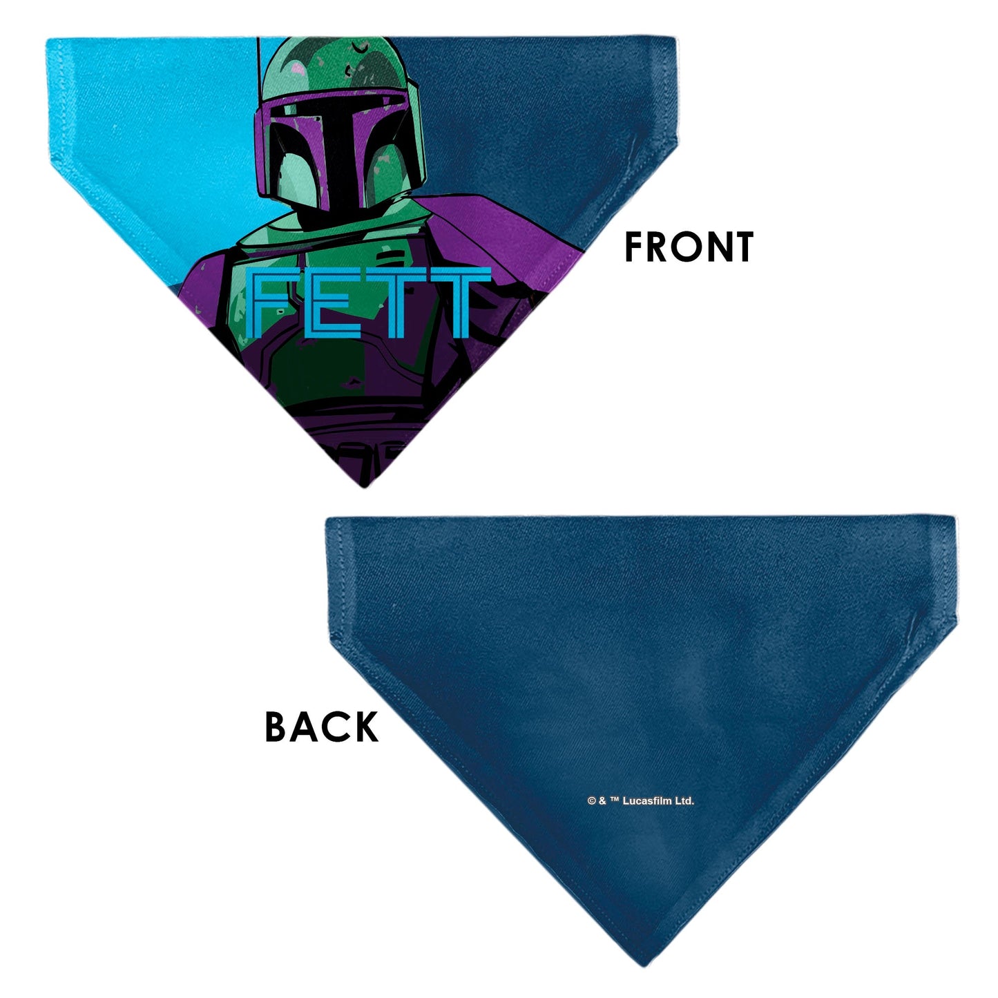 Pet Bandana - Star Wars FETT Text and Boba Fett Pop Art Pose Blues