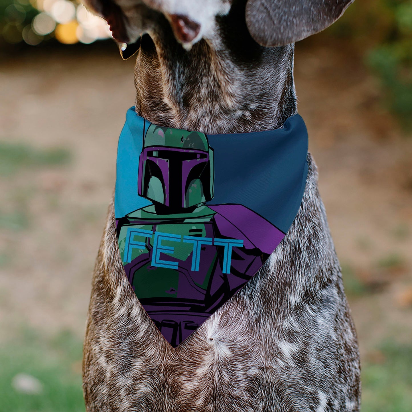 Pet Bandana - Star Wars FETT Text and Boba Fett Pop Art Pose Blues