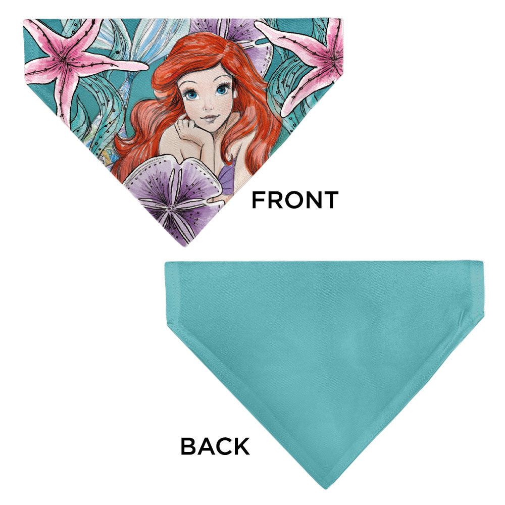 Pet Bandana - The Little Mermaid Ariel Pose and Shells Sketch