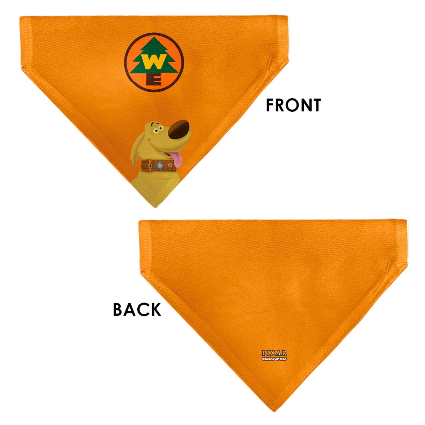 Pet Bandana - Up Dug Pose and Wilderness Explorer Badge Orange