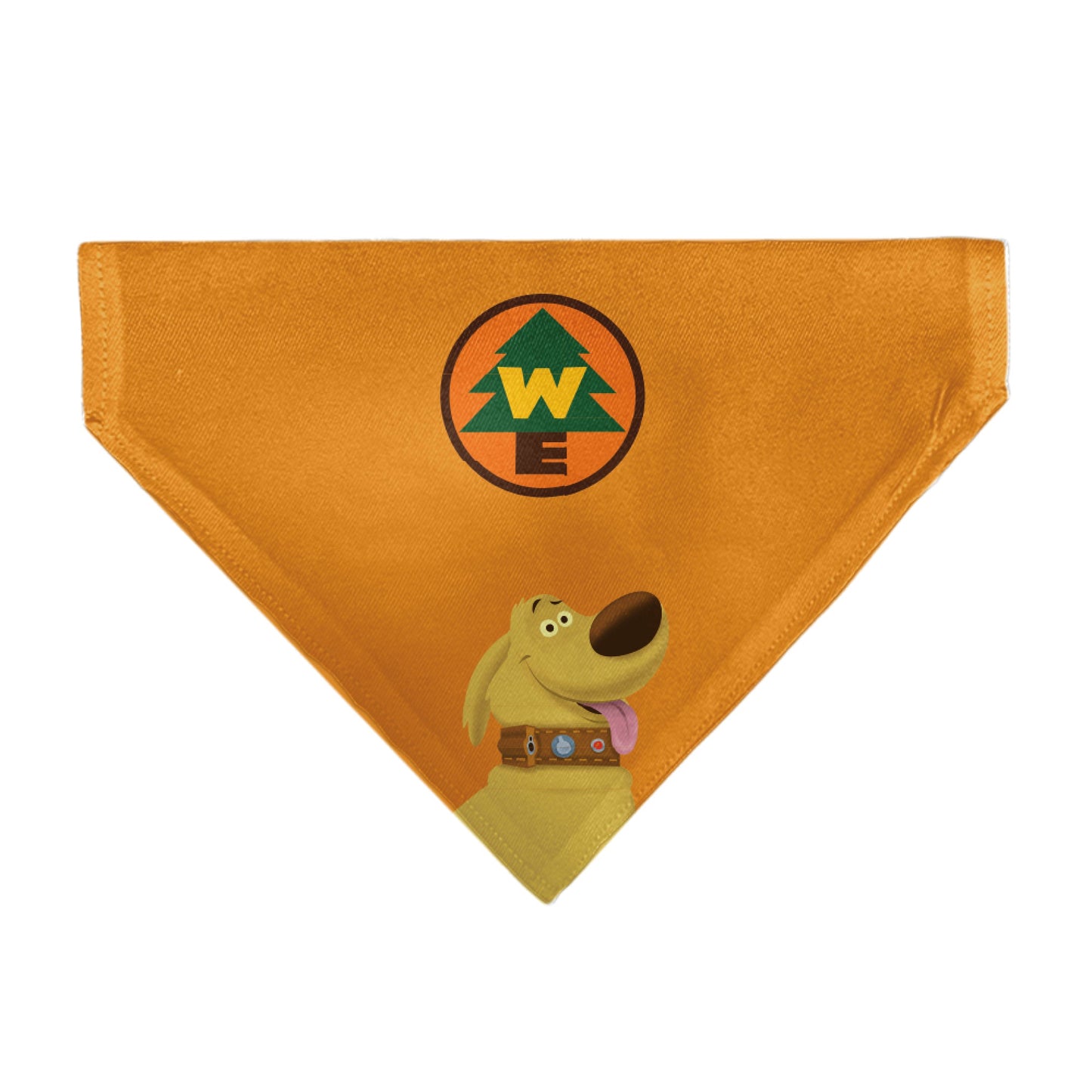 Pet Bandana - Up Dug Pose and Wilderness Explorer Badge Orange