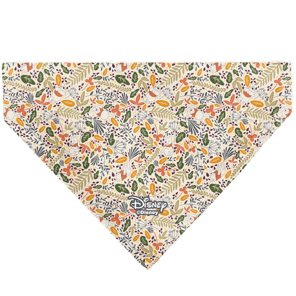 Pet Bandana - Winnie the Pooh Smiling Face/Foliage Collage Beige/Green/Orange/Yellow