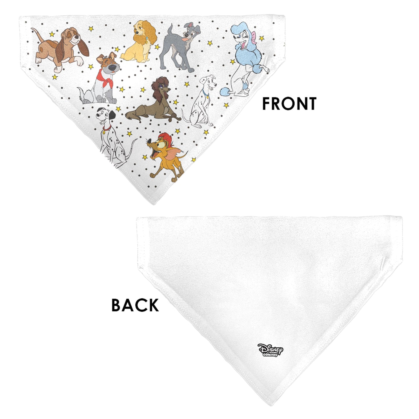 Pet Bandana - Disney Dogs 9-Dog Group Collage/Stars White/Black/Yellow