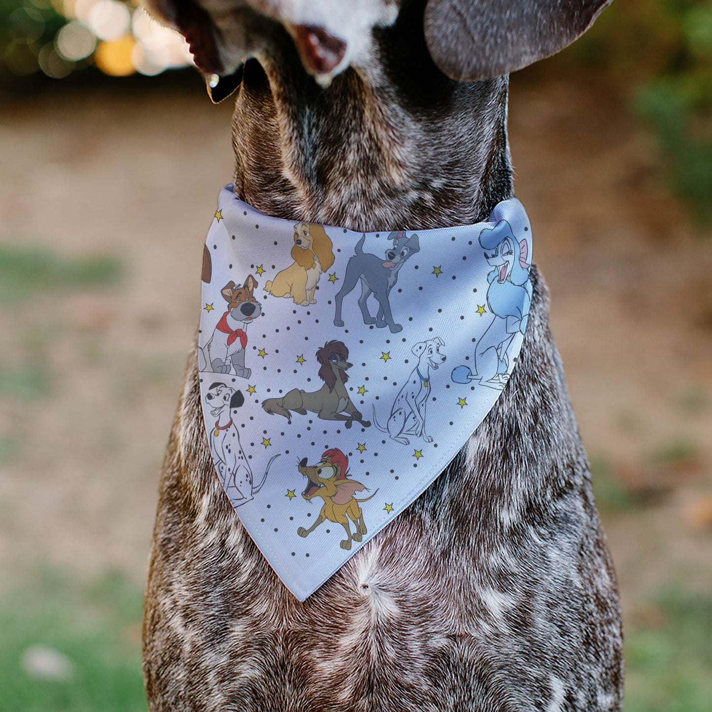 Pet Bandana - Disney Dogs 9-Dog Group Collage/Stars White/Black/Yellow