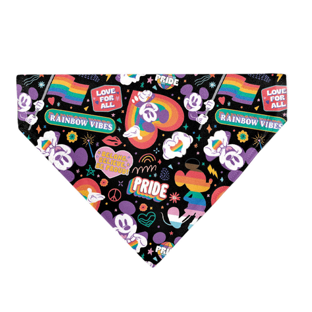 Pet Bandana - Mickey Mouse Pride Poses Rainbow Collage Black