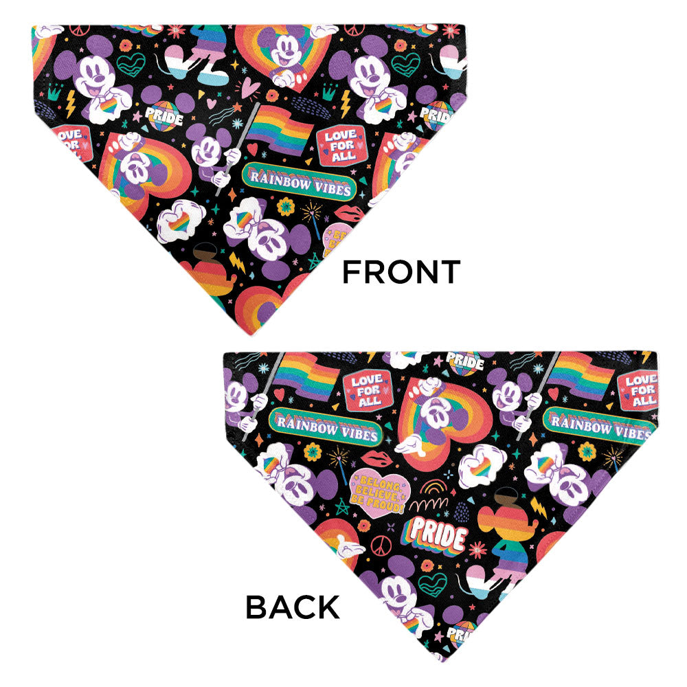 Pet Bandana - Mickey Mouse Pride Poses Rainbow Collage Black