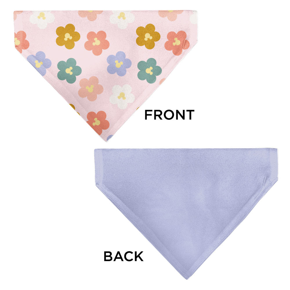 Pet Bandana - Mickey Mouse Ears Flower Icon Scattered Pink