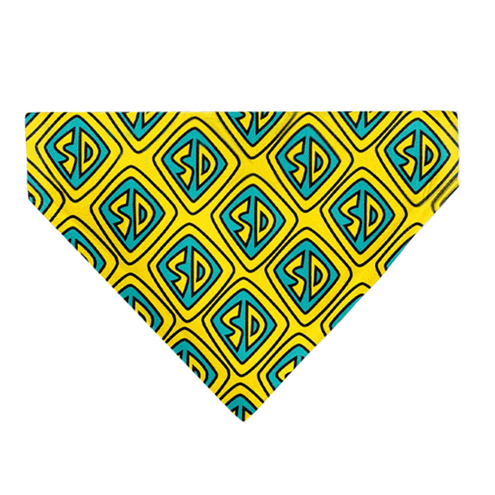 Pet Bandana - Scooby Doo Logo Centered and Collage Blue/Yellow