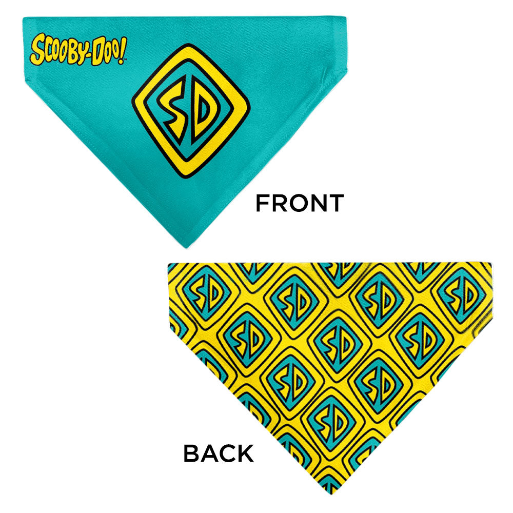 Pet Bandana - Scooby Doo Logo Centered and Collage Blue/Yellow