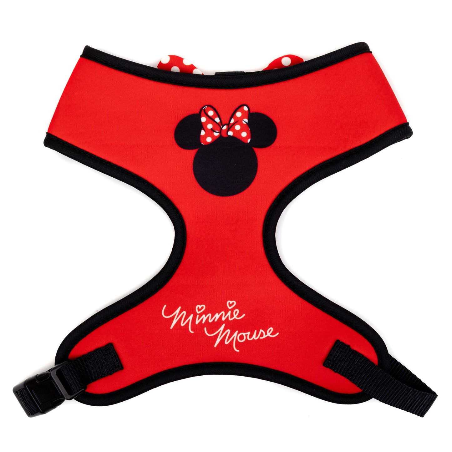 Pet Harness - Minnie Mouse Ears and Bow Icon with Autograph Red and Bow Applique Polka Dot Red/White