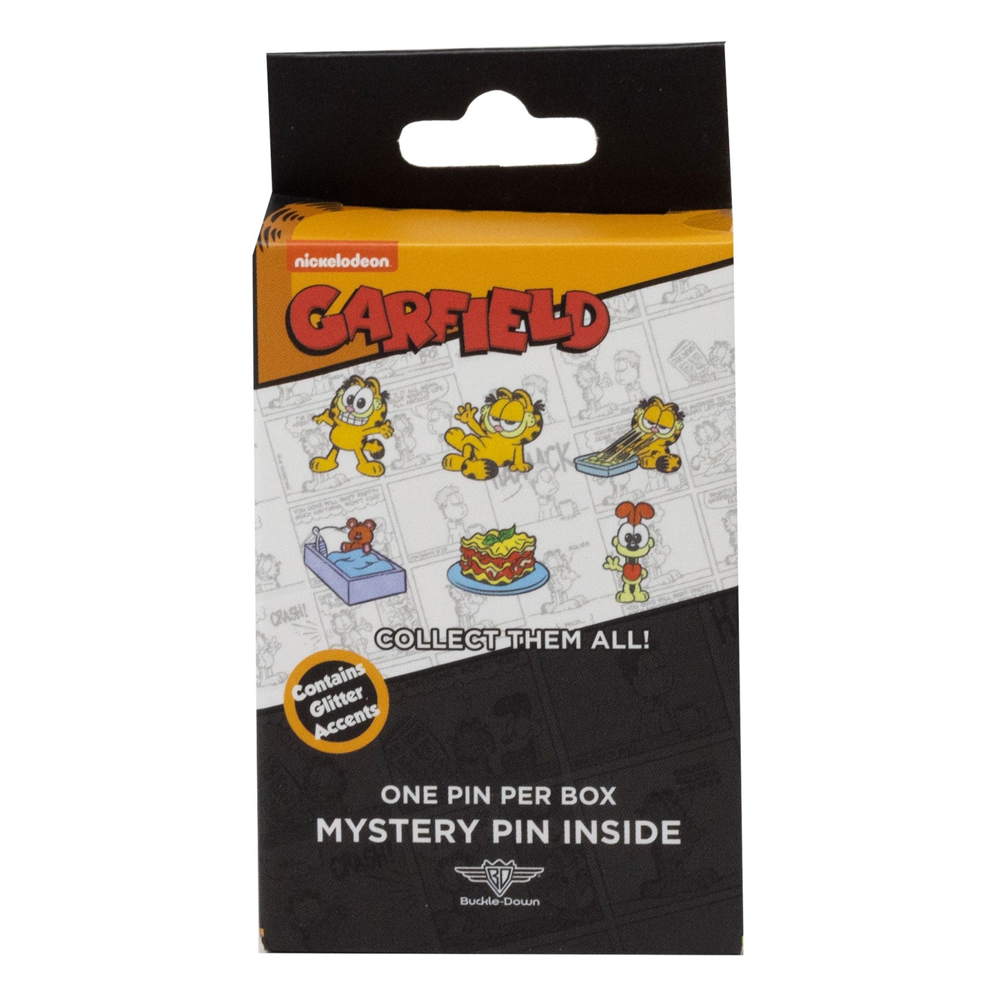 Garfield Mystery Enamel Pin Blind Box Series, Garfield Standing, Garfield Lounging, Garfield Eating Lasagna, a Lasagna Plate, Odie Waving, or Pooky Teddy Bear