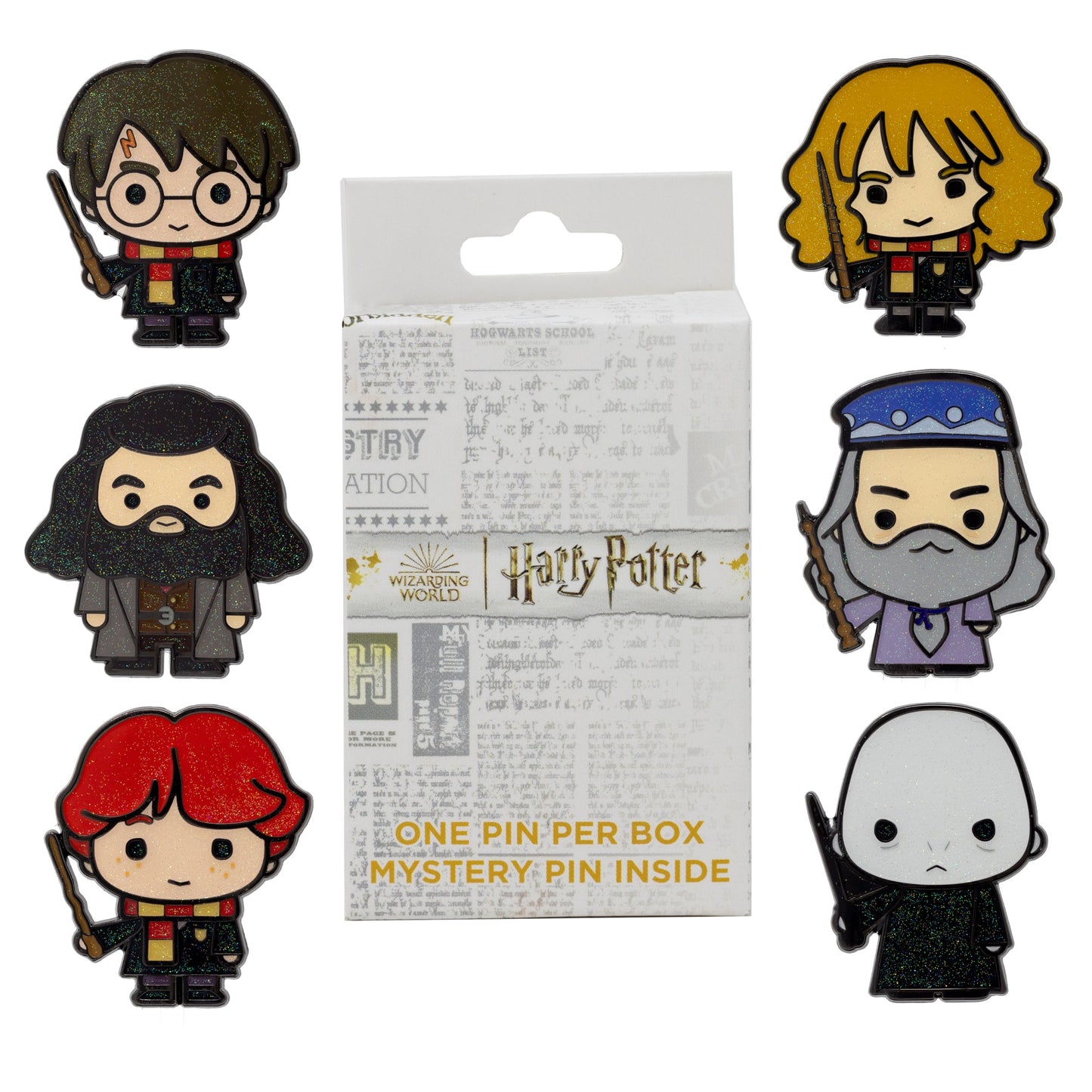 Harry Potter Mystery Enamel Pin Blind Box Series, Harry Potter, Ron Weasley, Hermione Granger, Dumbledore, Hagrid, or Voldemort