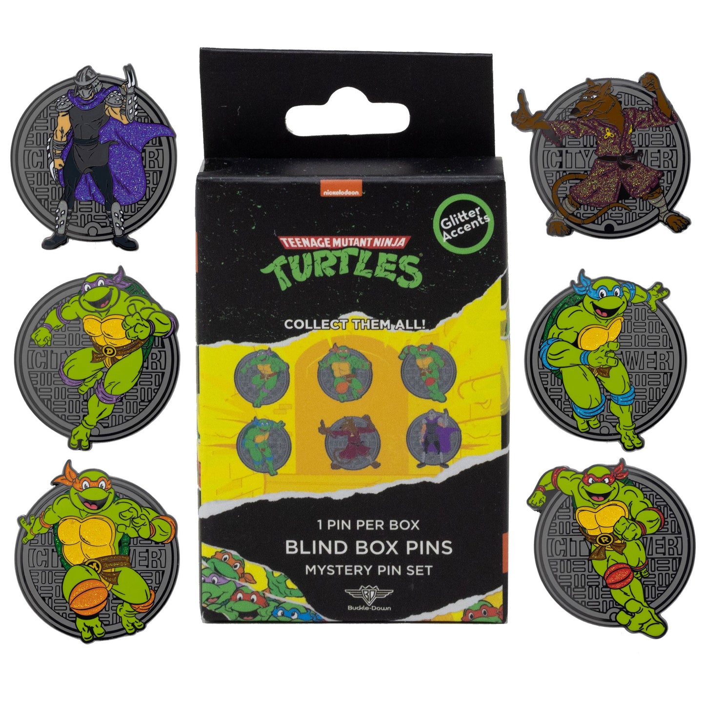 Ninja Turtles Mystery Enamel Pin Blind Box Series, Donatello, Michaelangelo, Raphael, Leonardo, Splinter, or Shredder