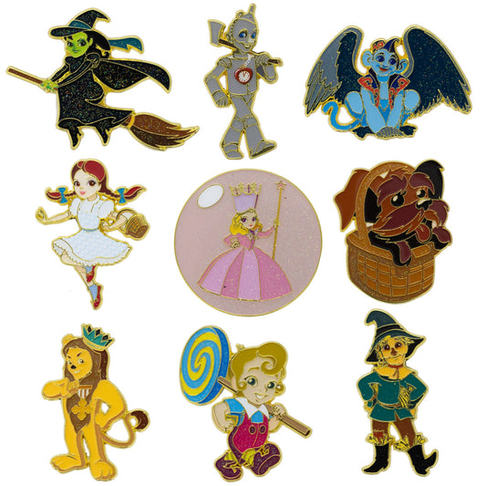 The Wizard of Oz Mystery Enamel Pin Blind Box Series, Dorothy, Toto, Scarecrow, Tin Man, Cowardly Lion, Wicked Witch, Flying Monkey, Glinda, or a Munchkin