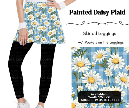 Preorder! Closes 4/7. ETA July. Painted Daisy Plaid Skirted Full Length Leggings w/ Pockets