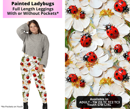 Preorder! Closes 4/2. ETA July. Painted Ladybugs Full Length Leggings w/wo Pockets