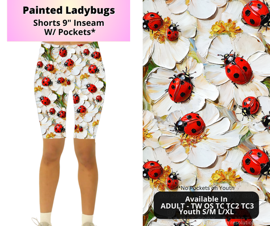 Preorder! Closes 4/2. ETA July. Painted Ladybugs 9" Inseam Shorts w/wo Pockets