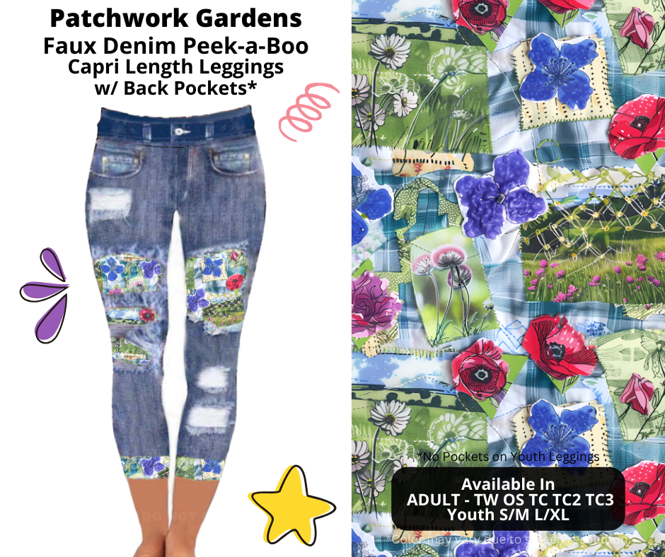 Preorder! Closes 3/5. ETA June. Patchwork Gardens Capri Faux Denim Peekaboo