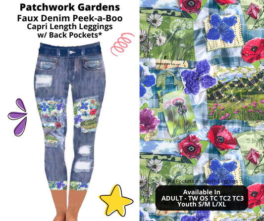 Preorder! Closes 3/5. ETA June. Patchwork Gardens Capri Faux Denim Peekaboo