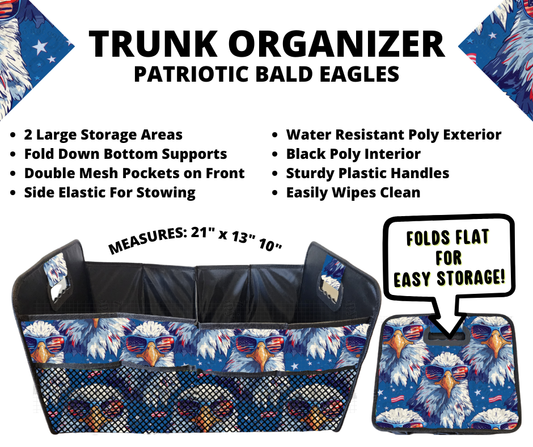 Preorder! Closes 3/10. ETA June. Patriotic Bald Eagles Trunk Organizer