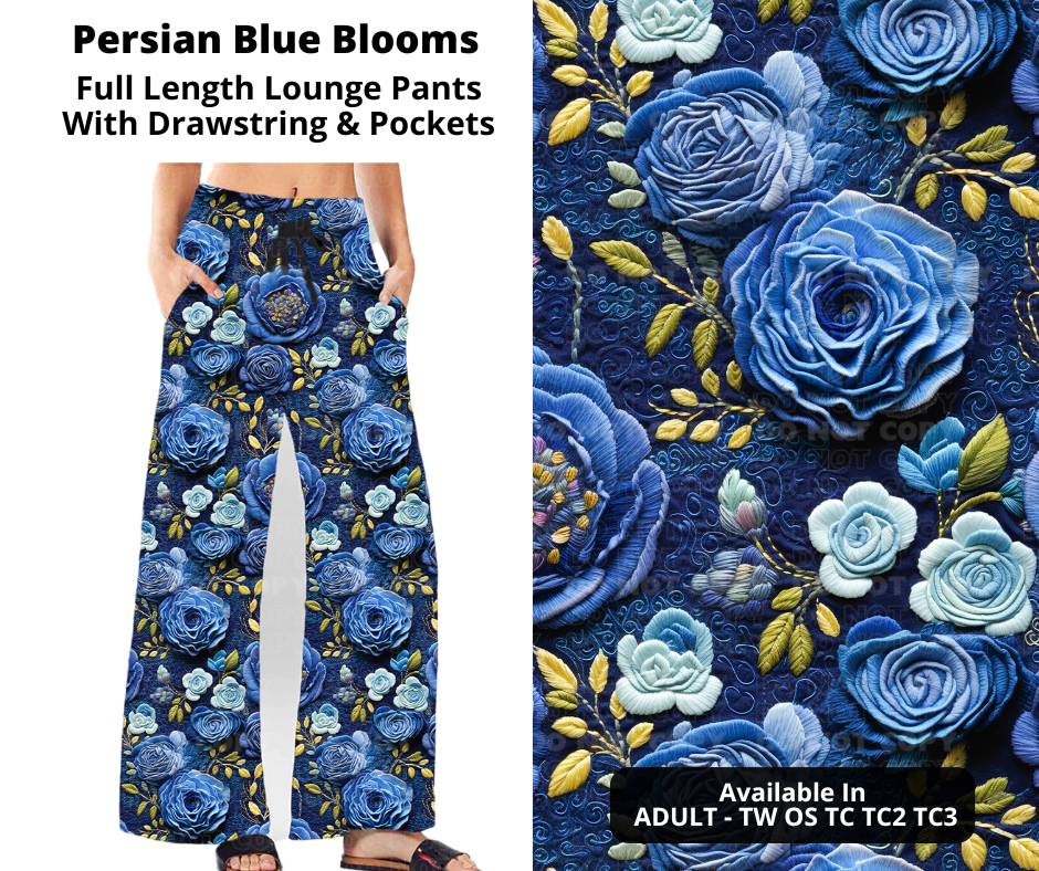 Preorder! Closes 11/7. ETA Jan. Persian Blue Blooms Full Length Lounge Pants