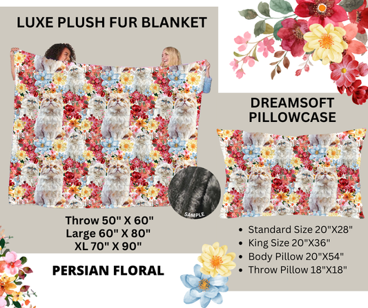 Preorder! Closes 2/24. ETA May. Persian Floral Luxe Plush Fur Blanket and/or DreamSoft Pillowcase